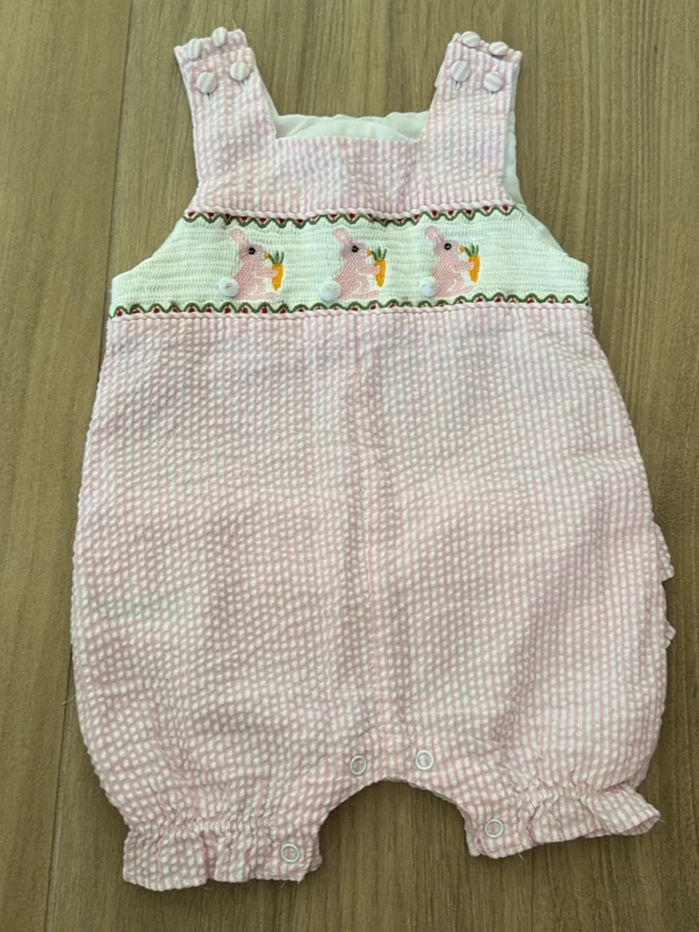 Pink Smocked Bunny/Easter Embroidered Baby Outfit